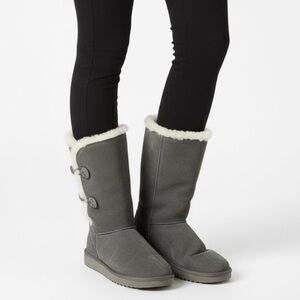 Koolaburra UGG Kinslei Tall Gray Suede Sherpa Boot Women’s Size 6